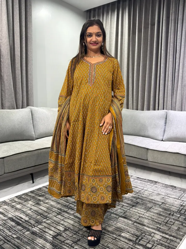 Mustard Heritage Pure Cotton 3-Piece Suit Set