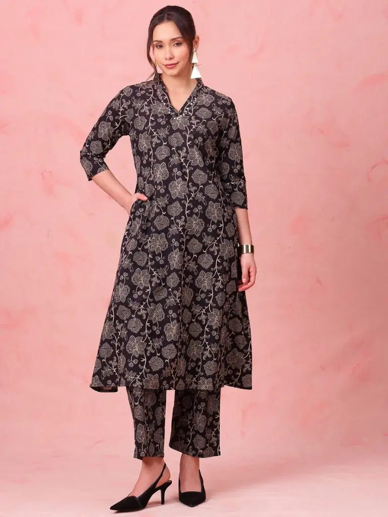 Midnight Bloom Pure Cotton 2-Piece Kurta Set