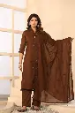 Mocha Blossom Pure Cotton 3-Piece Suit Set