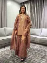 Brown Tissue Blend Hand Embroidered Kurta Set