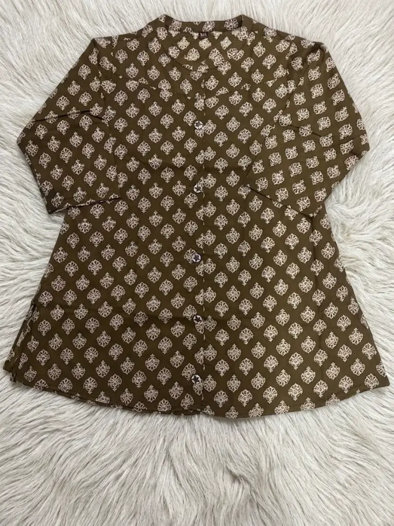 Olive Bloom Pure Cotton Printed Tunic