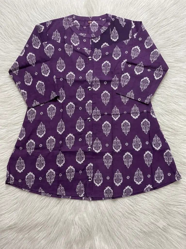 Royal Plum Pure Cotton Printed Tunic