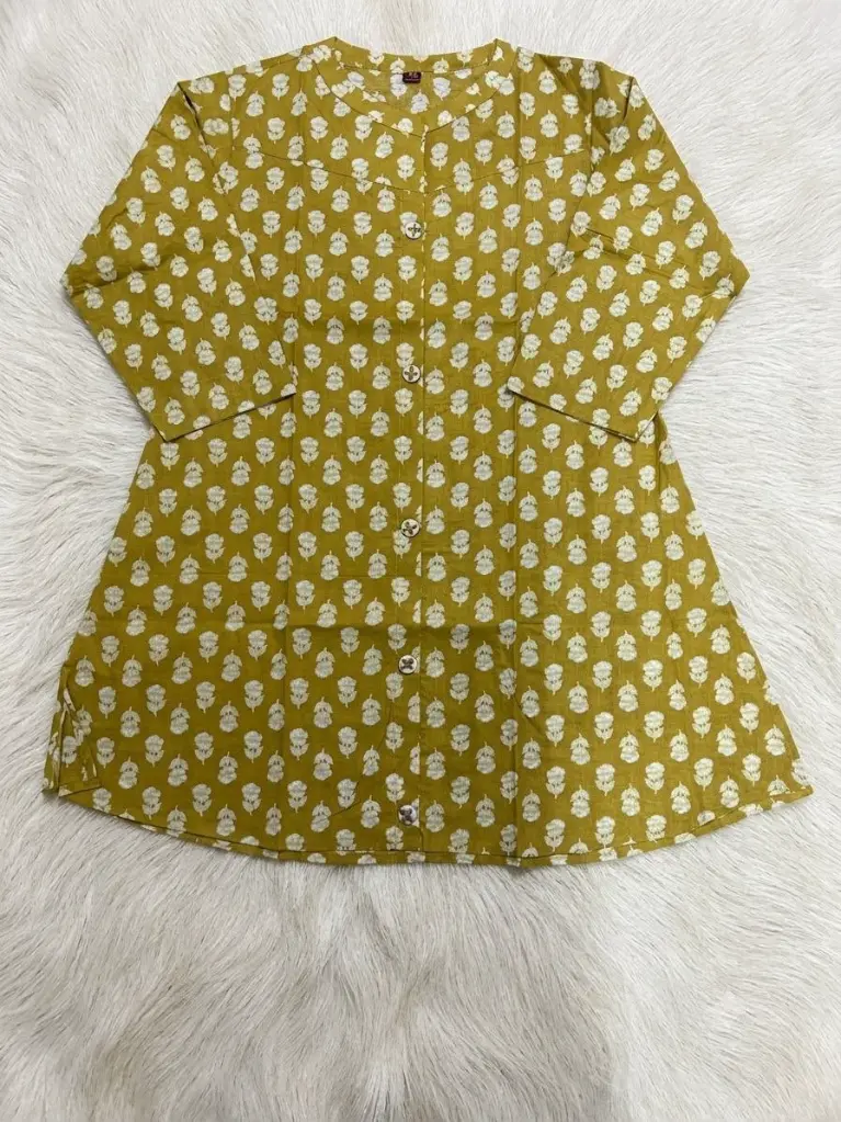 Mustard Bloom Pure Cotton Printed Tunic
