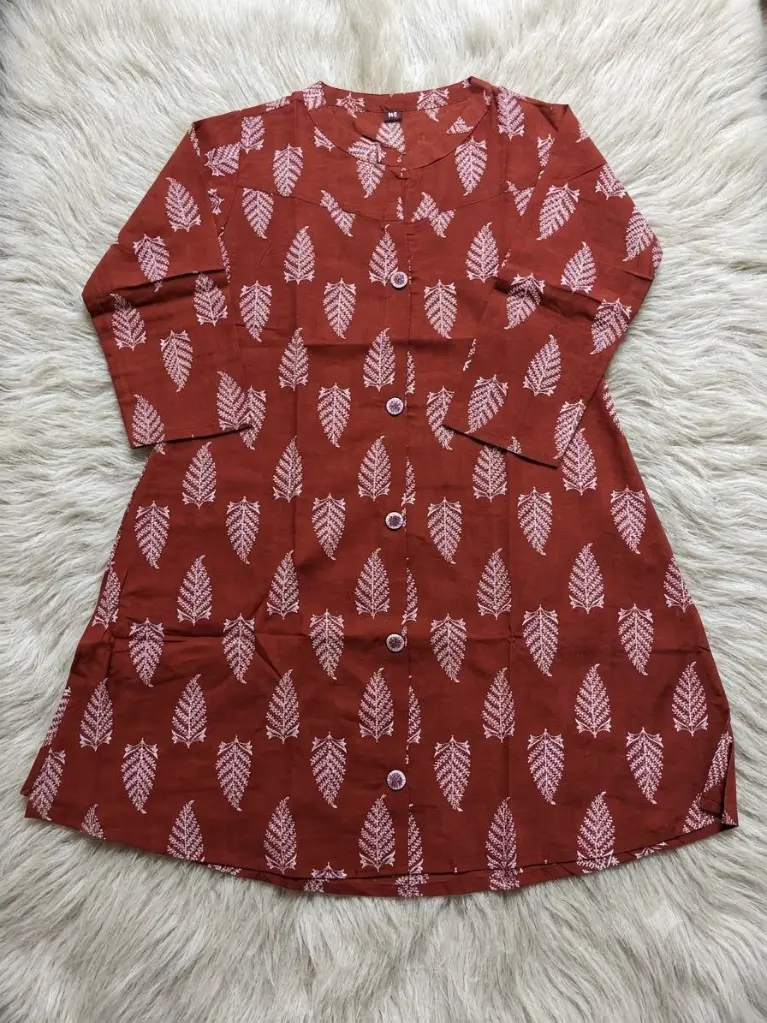 Rust Leaf Pure Cotton Printed Tunic