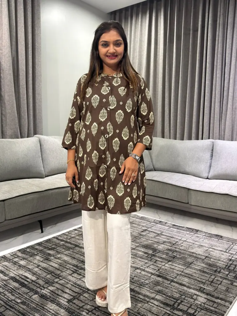 Espresso Paisley Pure Cotton Printed Tunic
