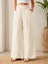 Ivory Elegance Imported Linen Wide Leg Palazzo