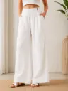 Classic White Imported Linen Wide Leg Palazzo