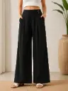 Midnight Black Imported Linen Wide Leg Palazzo
