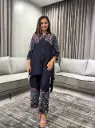 Black Paisley Premium Discharge Rayon Co-Ord Set