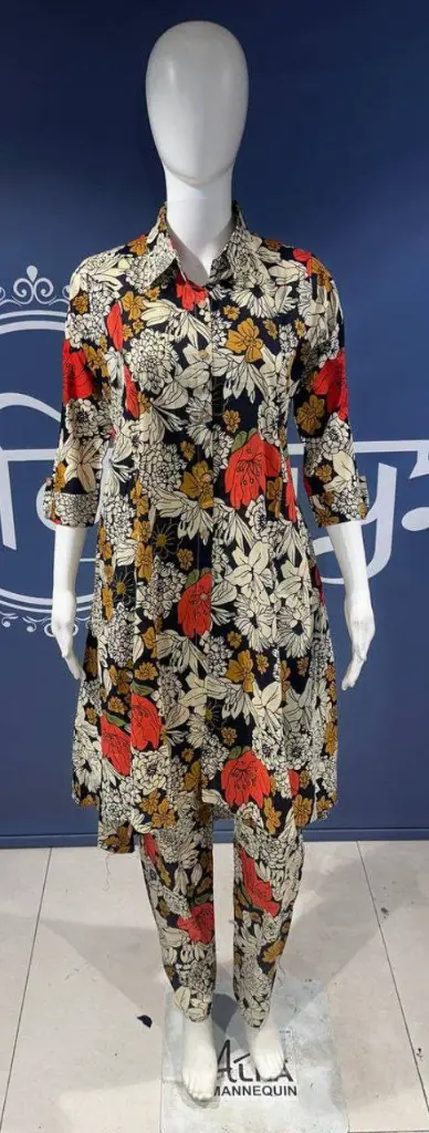 Midnight Floral Printed Pure Cotton Kurta Set