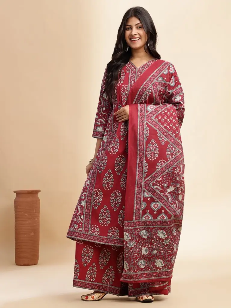 Crimson Heritage Pure Cotton 3-Piece Kurta Set