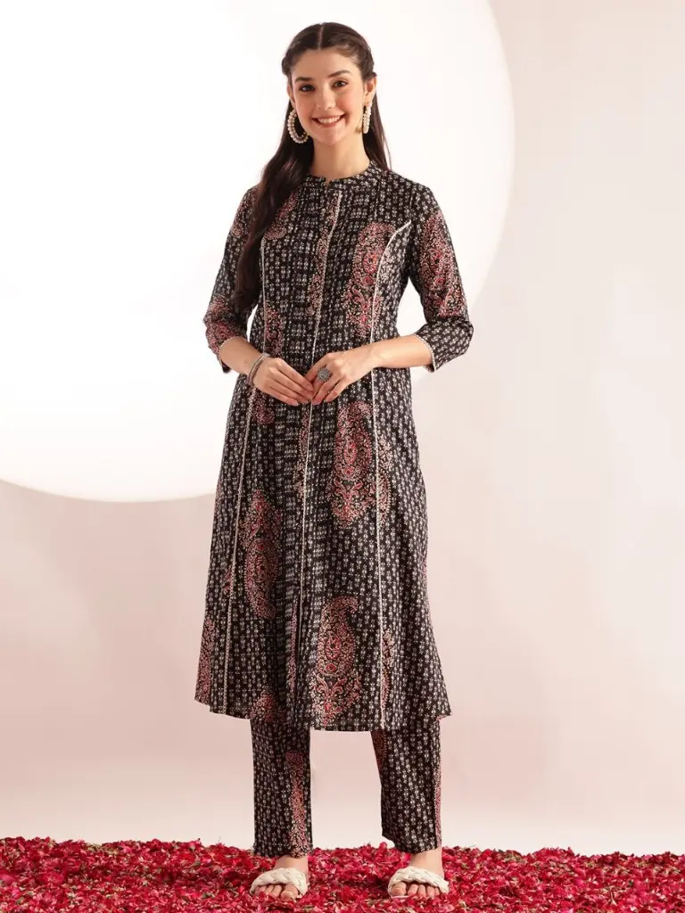 Midnight Paisley Pure Cotton Printed Kurta Set
