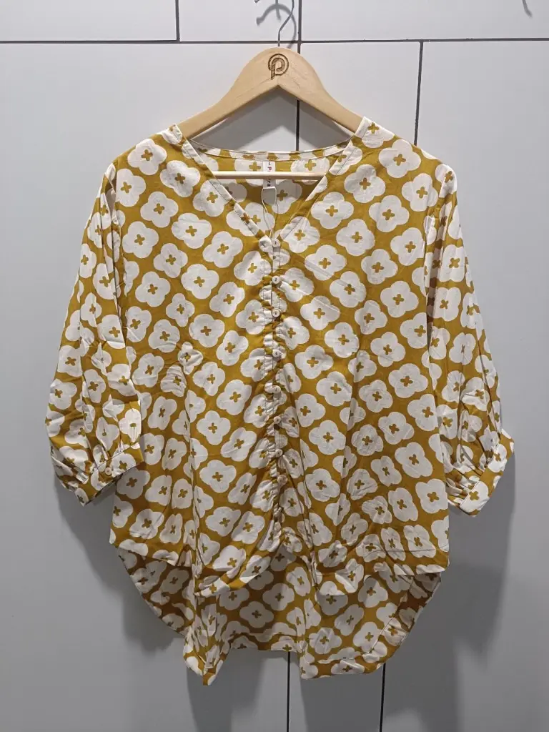 Mustard Bloom Pure Cotton Printed Top