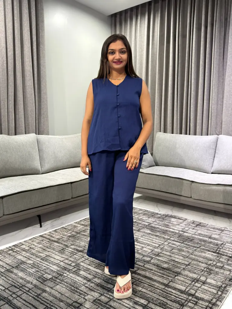 Midnight Blue Georgette Crush Co-Ord Set