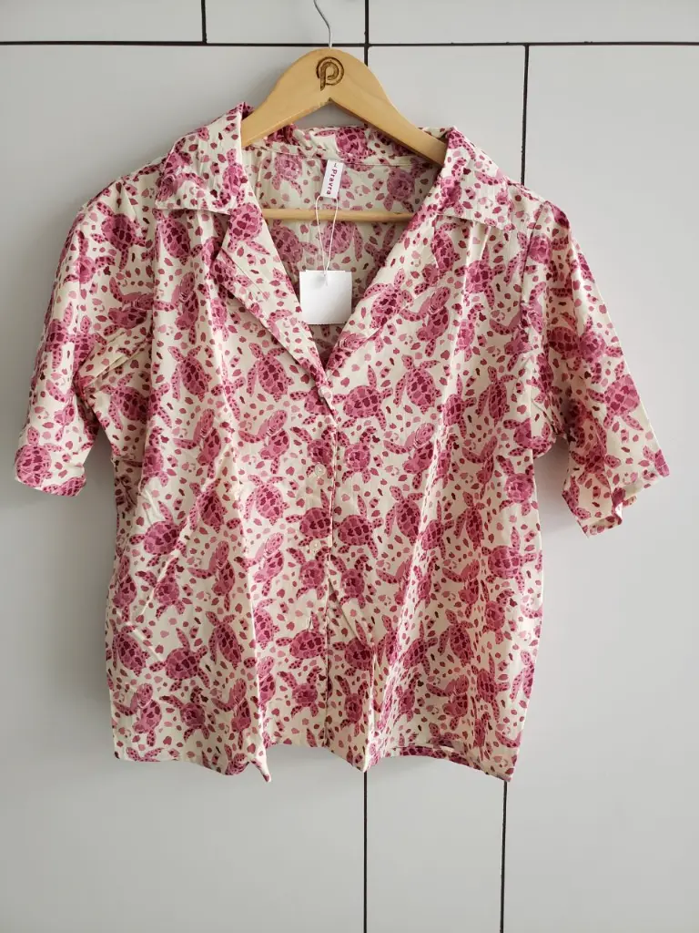 Pink Sea Turtle Pure Cotton Printed Shirt Top