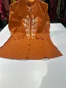 Rust Leaf Embroidered Pure Cotton Tunic