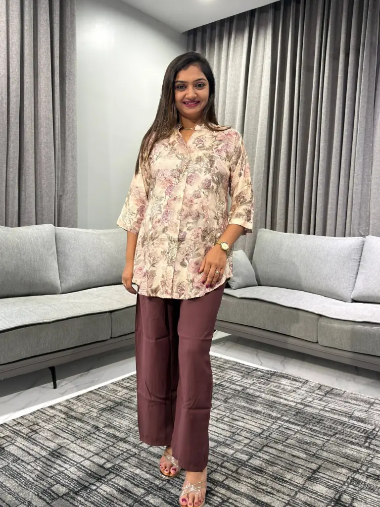 Vintage Blossom Pure Crepe Co-Ord Set