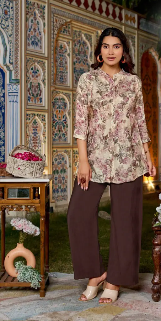 Vintage Blossom Pure Crepe Co-Ord Set