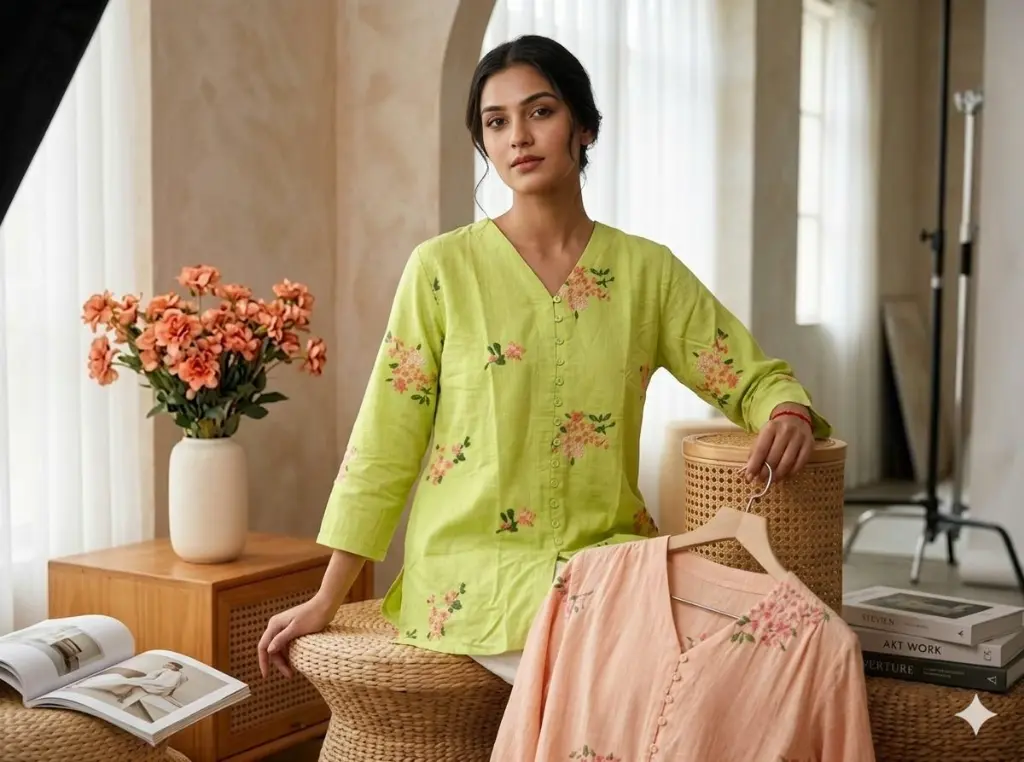 Lime Blossom Premium Slub Cotton Tunic
