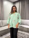 Mint Green Floral Slub Cotton Tunic