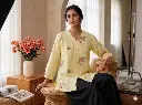 Pastel Yellow Floral Slub Cotton Tunic
