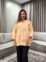 Pastel Peach & Sage Slub Cotton Tunic