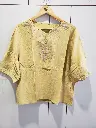 Olive Chartreuse Embroidered Soft Linen Top