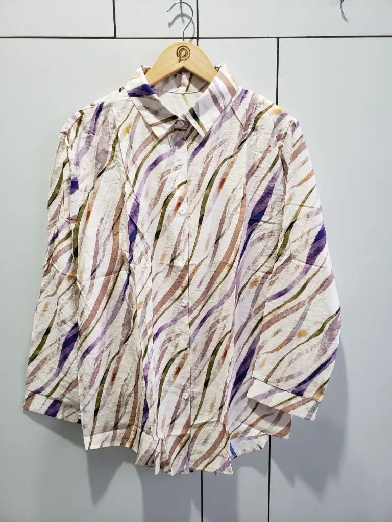 Abstract Wave Printed Premium Linen Long Shirt
