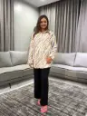 Abstract Wave Printed Premium Linen Long Shirt