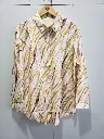 Yellow Abstract Wave Printed Premium Linen Long Shirt