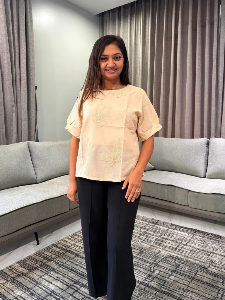 Nude Blossom Premium Soft Linen Top