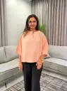 Peach Blossom Embroidered Soft Linen Top