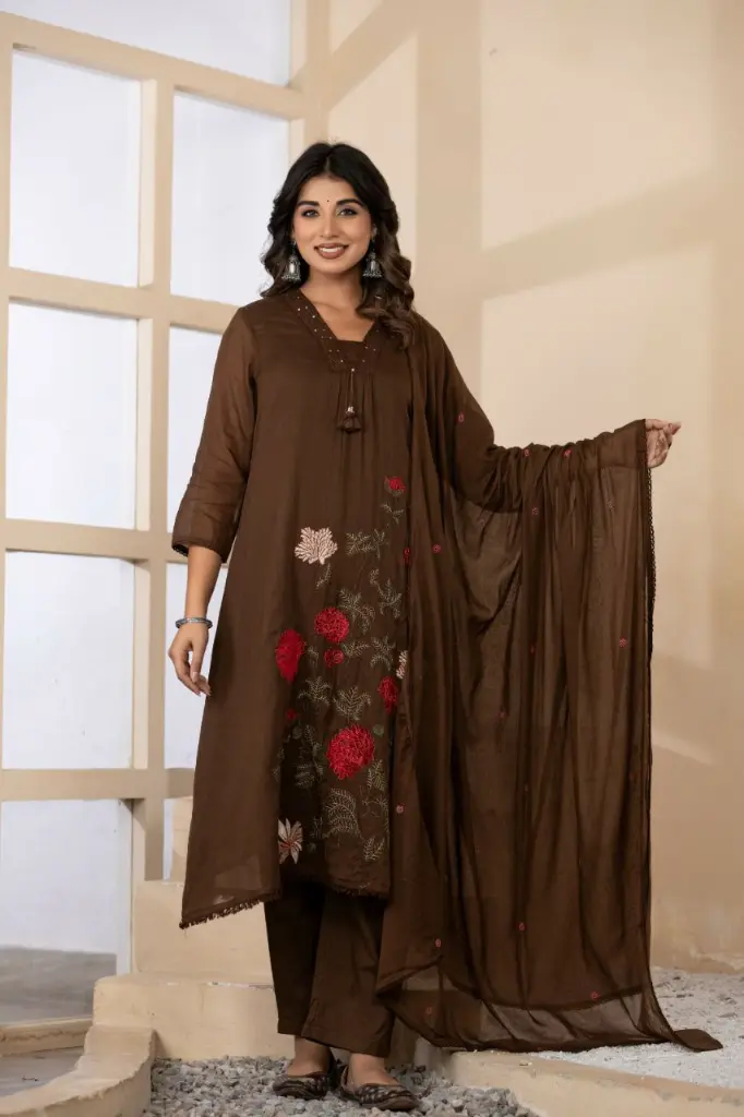 Cocoa Blossom Pure Mull Cotton Suit Set