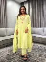 Pastel Green Embroidered Mull Cotton Kurta Set