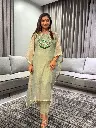 Sage Glow Pure Glass Tissue Kurta Set