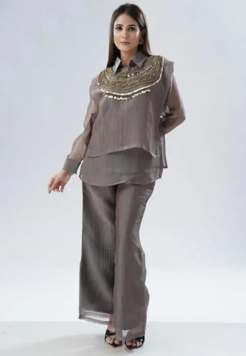 Smoky Grey Luxe Pure Glass Tissue Co-ord Set
