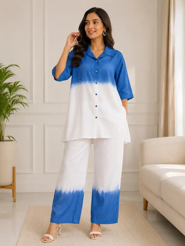 Azure Pearl Pure Cotton Co-Ord Set