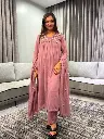 Rose Mist Mirror Embroidered Mull Cotton Kurta Set