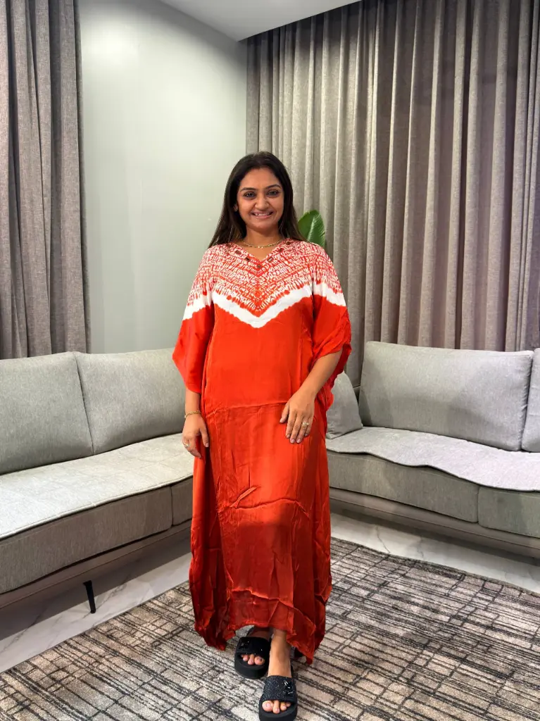 Scarlet Glow Gazzi Silk Kaftan
