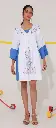 White & Royal Blue Floral Embroidered Cotton Tunic