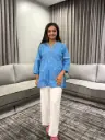 Slate Blue Bandhani Print Cotton Tunic