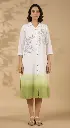 White & Sage Green Ombré Floral Shirt Dress