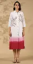 White & Magenta Pink Ombré Floral Shirt Dress