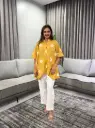 Mustard Yellow Shibori Print High-Low Cotton Co-Ord Set