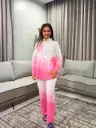 Pink Ombré Floral Embroidered Cotton Co-Ord Set