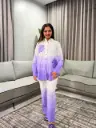 Purple Ombré Floral Embroidered Cotton Co-Ord Set