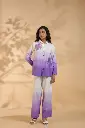 Purple Ombré Floral Embroidered Cotton Co-Ord Set