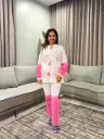 Pink Dip-Dye Floral Embroidered Cotton Co-Ord Set
