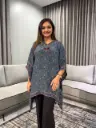 Indigo Blue Ajrakh Printed Natural Crepe Kaftan Top