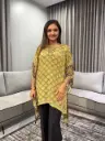 Mustard Yellow Geometric Natural Crepe Kaftan Top